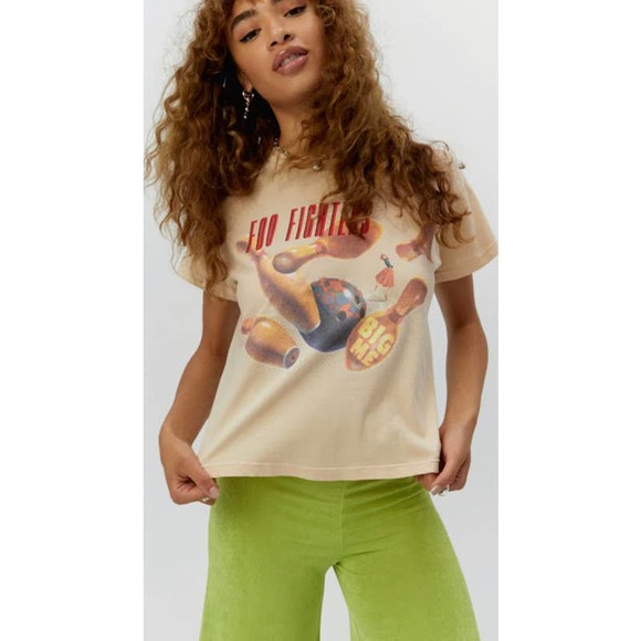 Daydreamer Tops - Daydreamer Foo Fighters 1996 Tour Solo Tee Sand Large DT83